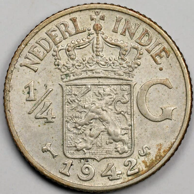 1942-S Netherlands East Indies 1/4 Gulden - Image 1 of 2