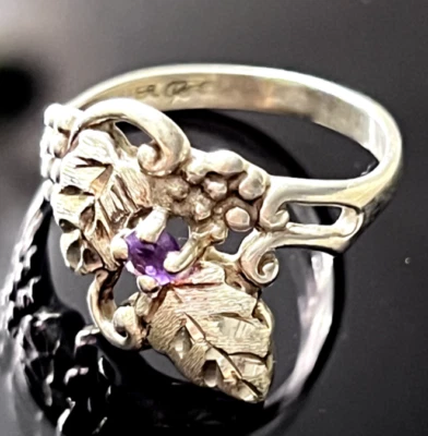 ANILLO C. POLLACK PLATA DE LEY 925 Y AMATISTA UVAS TALLA 6 Foto 1 de 4