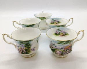 Royal Albert Factory Seconds Country Scenes Dingle Dell Tea Cups Set of 5 China - Picture 1 of 17
