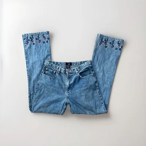 Y2K Gap Jeans Girls 16 Bootcut Embroidered Floral Cottagecore Fits Womens Small - Picture 1 of 9