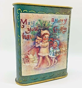 Vintage Holiday Decor Metal / Tin Container for Greens Flowers Christmas Cards - Picture 1 of 10