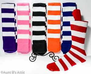 Socken Erwachsene Unisex Clown/Narr gestreift kniehohe Socken Einheitsgröße verschiedene Farben - Bild 1 von 3