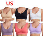 US Women's Bras Basic Sports Comfort Breathable Active Shirts Workout Crop Tops