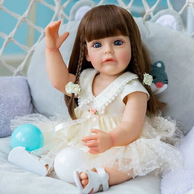 22inches Reborn Baby Dolls Handmade Full Body Vinyl Lifelike Girl Toddler - Bild 1 von 4