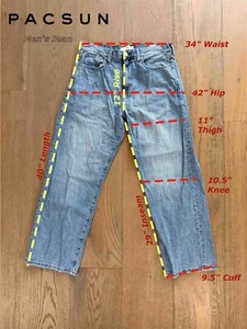 Pacsun Jeans Mens 34x29 (current size) Blue Baggy Wide Leg Y2K Retro - Picture 1 of 7