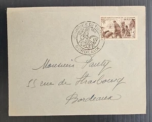 1945 France Cover ties 10Fr Stamp cd Bordeaux sent locally - Bild 1 von 2