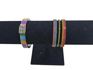 Lote de 2 Pulseras Arco Iris Brazalete Tono Dorado y Brazalete Tono Plata - Imagen 1 de 8