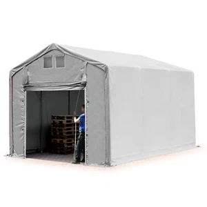 TOOLPORT Industrial Tent 4x6 m Storage Tent grey PVC 850 N with pull up gate - Picture 1 of 10