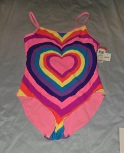 Joe Boxer Swimsuit Girls XL Rainbow Heart One Piece Bathing Suit Beach - Picture 1 of 5