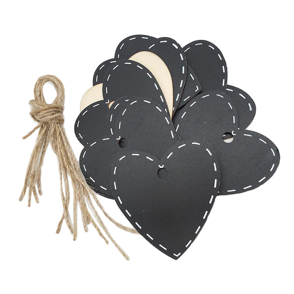 10pcs Mini Heart Shaped Chalk Message Memo Board Blackboard Hanging Tag 73mm - Image 1 of 4