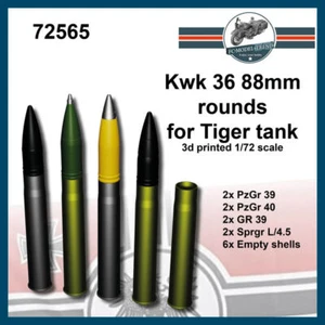FC Model Trend 1/72 KwK 36 88mm Rounds for Tiger Tank (3D Printed Kits) - Imagen 1 de 1