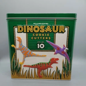 Dinosaur Cookie Cutters Williams Sonoma Tin Container Set Of 10 - Picture 1 of 12