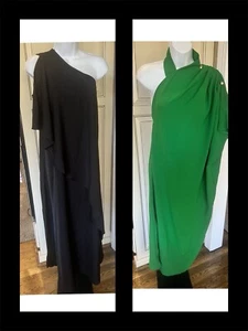 Lot of 2 shein dress 1 Shoulder Holiday Party Large 14-16 Ladies black green - Picture 1 of 11