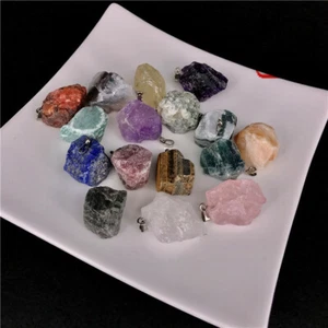 Natural Point Stone Pendants Pendulum Purple Healing Crystal Chakra Reiki Beads - Bild 1 von 30