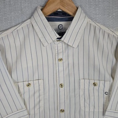 RED JACKET x CHICAGO CUBS Mens Large Sport Shirt Vintage White Pinstripe - Image 1 of 4