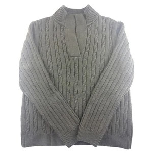 Talbots Cable Knit Quarter Zip Sweater Dark Gray XL - Picture 1 of 11