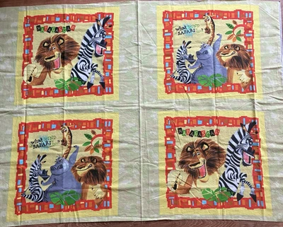 Vtg Madagascar Licensed Fabric - 33" x 44" Quilting Cotton Y2K - Image 1 of 4