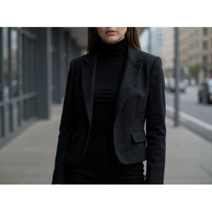 Forever 21 Black Textured Cropped Blazer Jacket Womens Size S - Picture 1 of 7