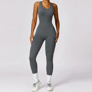 Traje de gimnasio para mujer sin espalda traje de yoga conjuntos de ropa deportiva para mujer mono deportivo para mujer - Imagen 1 de 29