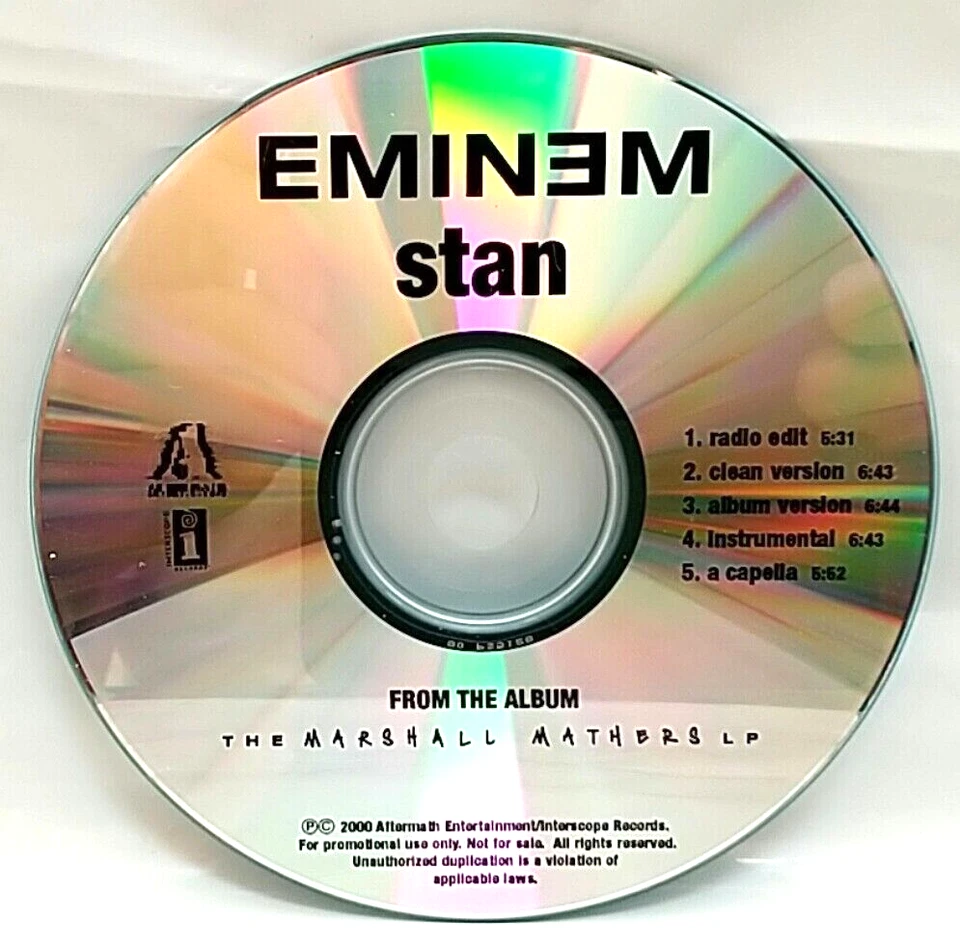 (CD) Eminem - Stan, promo, single, 5 titres, rare. - Photo 1/1