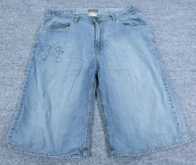 G Unit Denim Shorts Men 38x14 Blue Baggy Wide Leg Embroidered Jean Jorts Y2K VTG - Image 1 of 4