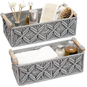 Macrame Storage Basket Boho Decor Baskets for Organizing Woven Decorative for... - Picture 1 of 7