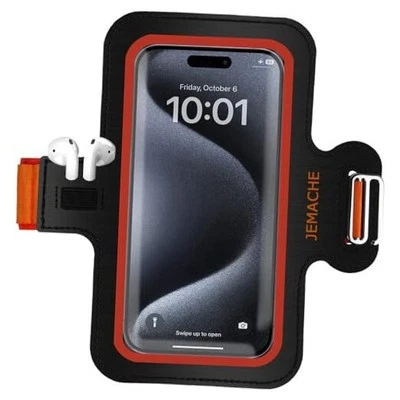  Elegante brazalete de teléfono para correr entrenamientos para iPhone 16 15 14 13 12 11 Pro L naranja Foto 1 de 4