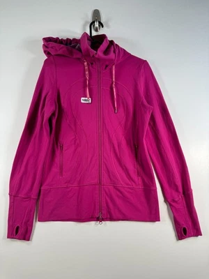 Lululemon Womens Full Zip High Neck Scuba Thumbholes Hoodie Pink Sz 8 18.5x26.5 - Imagem 1 de 4