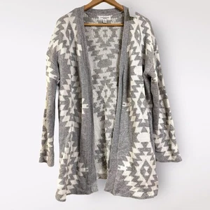 JPR P XL Geometric Knit Gray Cardigan Sweater Warm Winter Holiday Slouchy Cozy - Picture 1 of 6