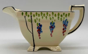 Vintage Burleigh Art Deco Stil Keramik Sauciere Blumenmuster - Milchcreme - Bild 1 von 7
