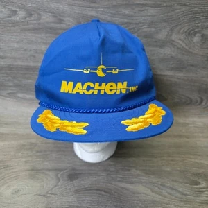VTG Otto Cap Airplane Pilot Snapback Hat OS Machen Inc Rope Bill Blue Gold Leaf - Picture 1 of 14