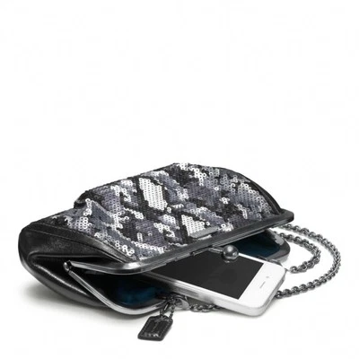 NWT Coach Madison Sequin Python Frame Clutch Evening Bag w/Chain 21274 - Image 1 of 4