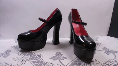 Sapatos fantasia de Halloween plataforma de couro envernizado preto RUBIE'S Mary Jane - 8 - Imagem 1 de 4