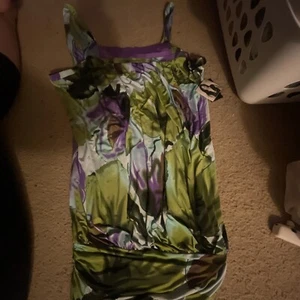 Baby Phat NWT Size 2X Blouse Flowery Purple Green Blue - Picture 1 of 5