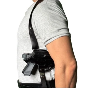 K066-G Leather Horizontal Shoulder & Belt Holster (2in1) For GLOCK 17 19 22 23 - Picture 1 of 17