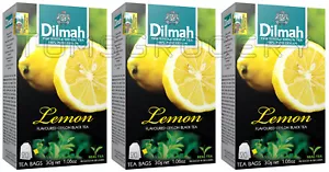3 DILMAH LEMON Flavor Ceylon Black Tea Boxes (60 servings total) - Picture 1 of 6