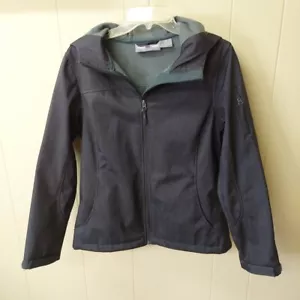 Free Tech Jacket Womens Medium Charcoal Gray Hooded Coat Zip Up Soft shell - Picture 1 of 11
