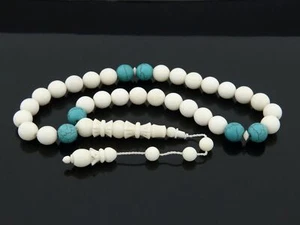 Camel bone and turquoise 33 beads Islamic Prayer Beads Misbaha Tesbih 302136 - Picture 1 of 8