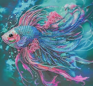 Abris Kunst Perlen Stickerei Kit in der Tiefe, Nadelspitze Kit, Zum Selbermachen Perlen Fisch - Bild 1 von 10