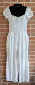 Abercrombie & Fitch Jumpsuit Sz M Smocked Bohemian Hipster Cottagecore Milkmaid - Picture 1 of 10