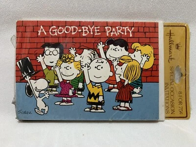 Vintage Hallmark Party Invitations GOOD BYE Peanuts Snoopy Linus Charlie Brown - Изображение 1 из 4