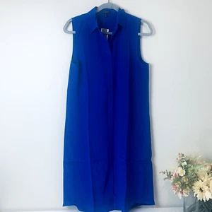 J.C Crew Blouse Sleeveless Top Women's X Small Blue Collared 100% Silk BNWT - Foto 1 di 12