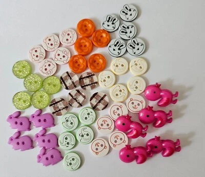 50 Buttons for Baby & Children's Clothing 10 Designs with 5 of each Design - Image 1 of 3