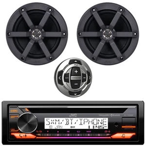 JVC KD-T92MBS 1DIN Marine Bluetooth CD Receiver W/Remote, 2x 6.5" 100W Speakers - Picture 1 of 5