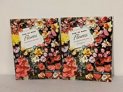 How To Make Flowers With Dennison Crepe Paper 2 Booklets Vintage 1956 MCM Crafts • 22.55€
