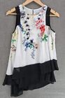 Coast Women&#39;s 100% Polyester Medium White &amp; Black Floral Smart Casual Top