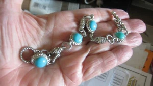 NICE JUDITH RIPKA STERLING SILVER TURQUOISE BRACELET, 7.8" MISSING CABOCHON - Picture 1 of 5