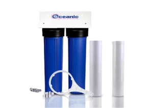 Dual Big Blue Whole House Housing + Water Filters: Sediment & KDF/GAC 4.5" x 20" - Picture 1 of 4