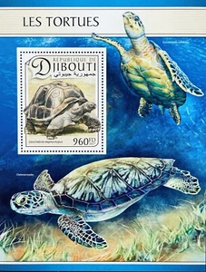 DJIBOUTI TURTLES STAMPS S/S MNH 2017 MARINE LIFE HAWKSBILL SEA TURTLE TORTOISE - Picture 1 of 1