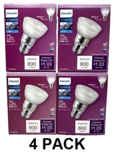 Philips 75-Watt Eq. LED PAR20 Dimmable Indoor Flood Light Bulbs (4 PACK) NEW - Picture 1 of 5